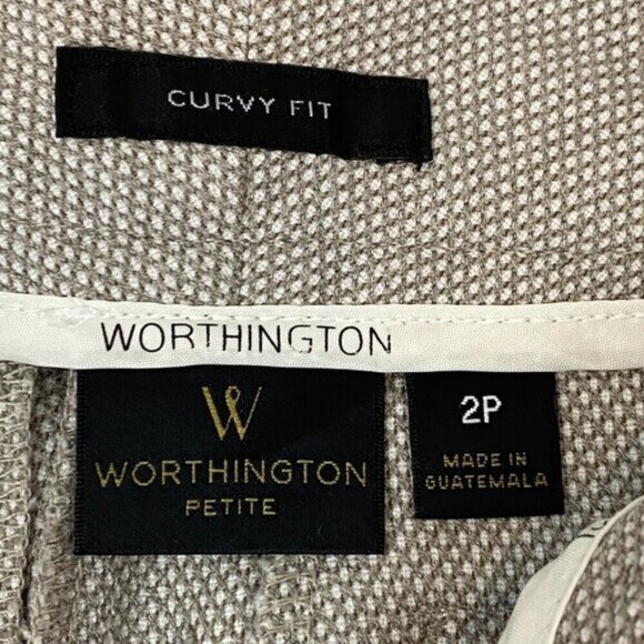 Worthington Petite Curvy Fit Trousers Sz 2P Boot Cut Beige - Picture 6 of 12